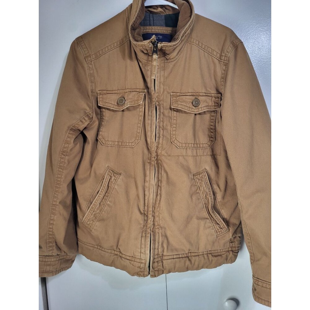 American Eagle Mens Small Brown Utility Jacket y2K Plaid Lined - Picture 3 of 9